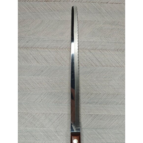 Vintage Robeson Frozen Heat Serrated Slicing Carving Knife Wooden Handle - Picture 6 of 7